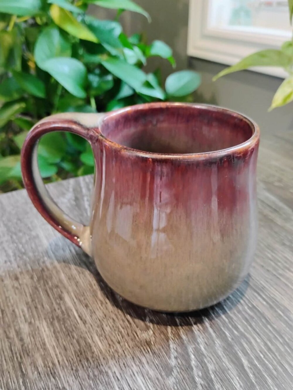 Pottery Style Ceramic Coffee Mug Copper/Plum Colors